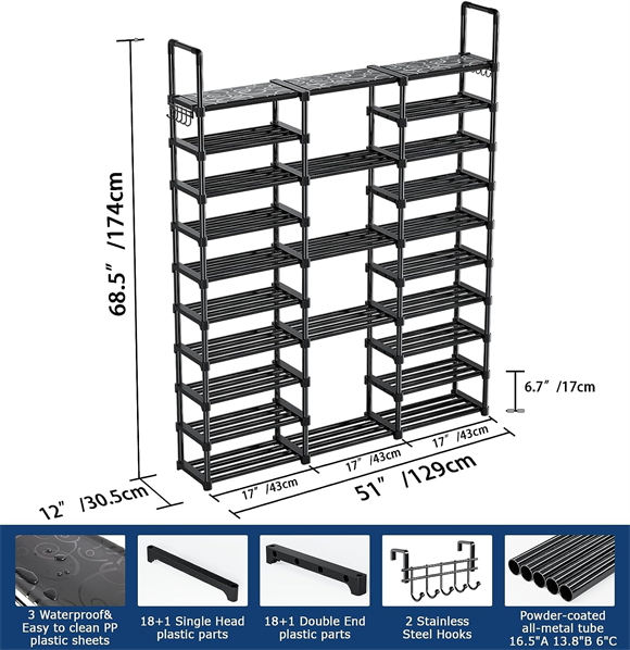 Shoe rack without cover